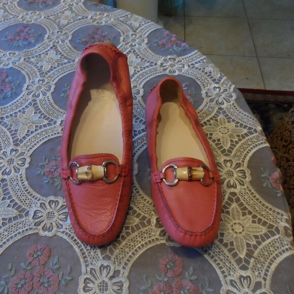 Gucci Pink Pebbled Leather Loafers w/Bamboo Bit Detail Size EU 38-US 8 - Picture 1 of 16
